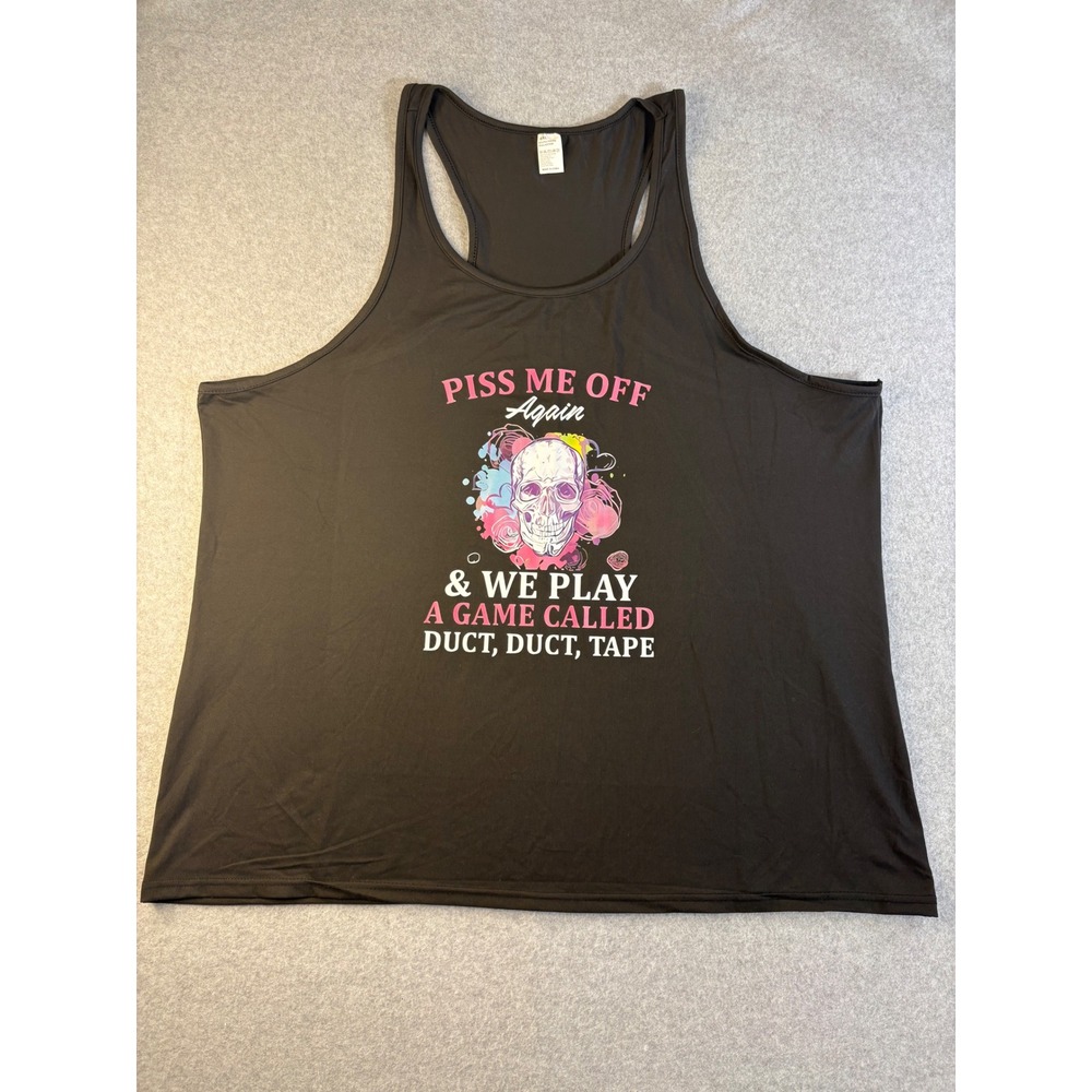 Tank Top Funny Skull Graphic Racerback Black 6XL Duct Tape Humor Sleeveless Tee